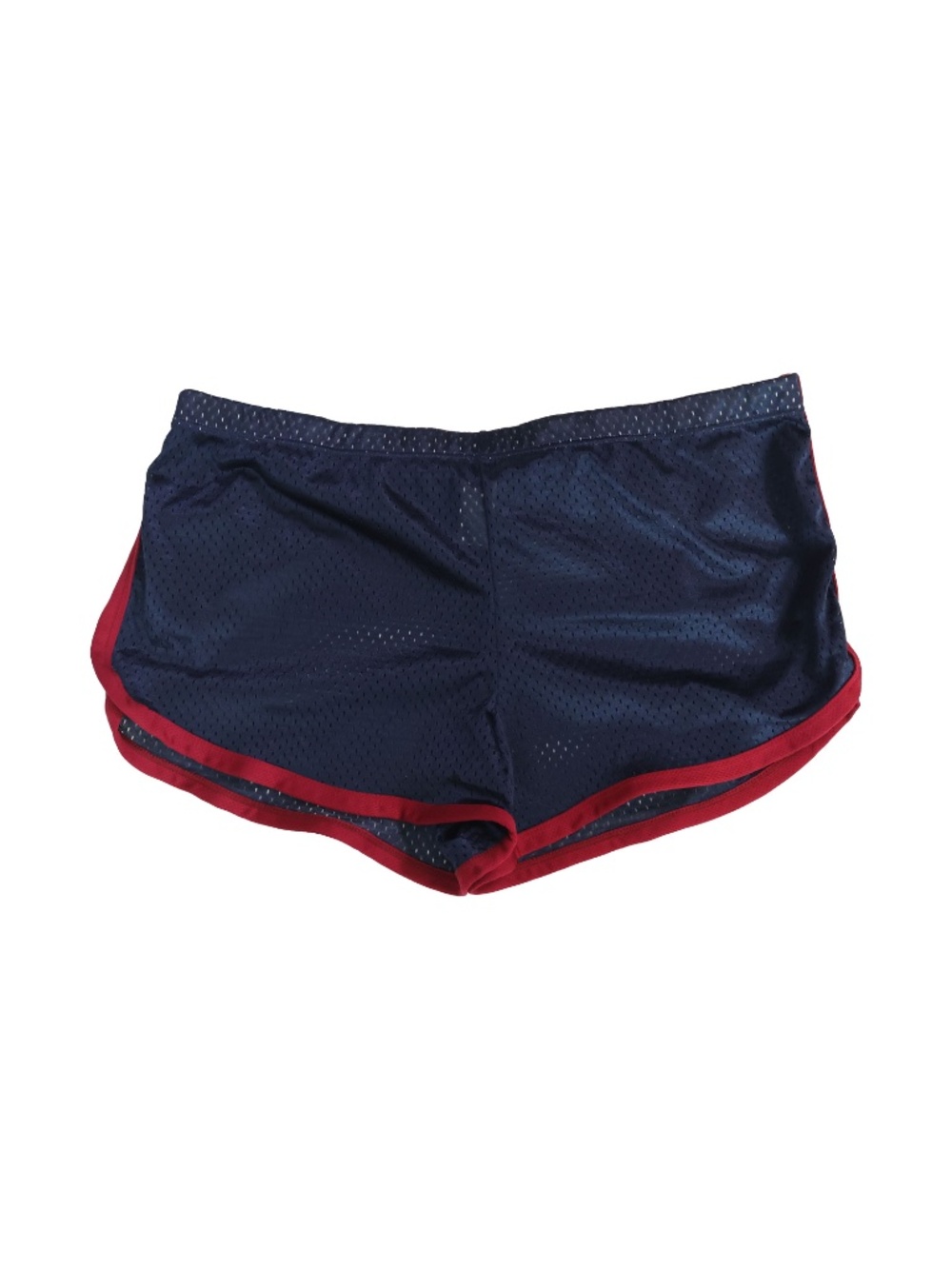 Navy Mesh Shorts w/ Red Trim - Sexy Sheer Athletic Style